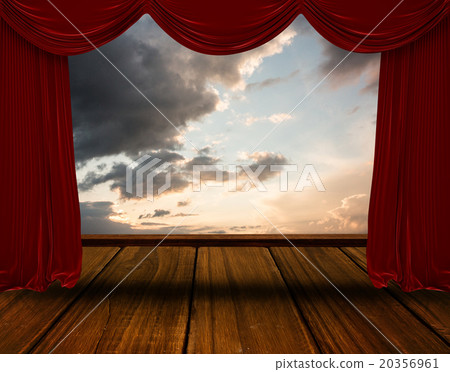 Red curtain pulling back Red curtain pulling back 20356961