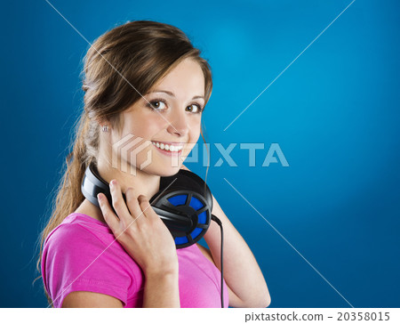 Girl with headphones Girl with headphones 20358015