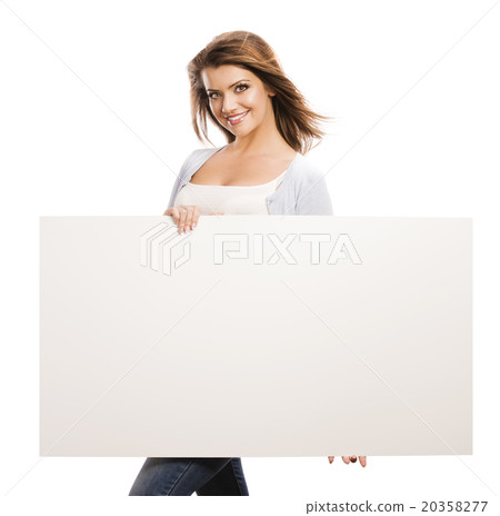 Woman with advertising banner Woman with advertising banner 20358277