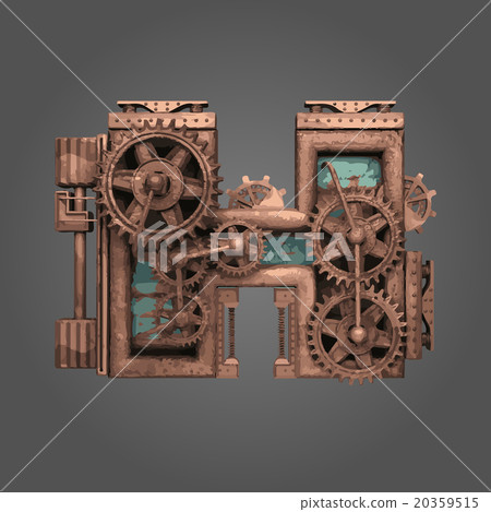h vector rusted letter with gears 20359515