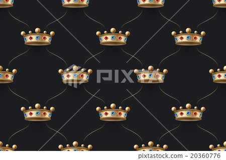 Seamless gold pattern with king crown with diamond 20360776