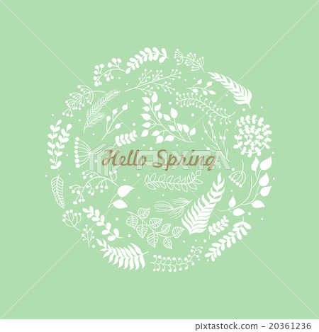 Floral circle with doodles flowers. 20361236