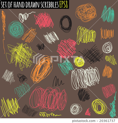 Set of hand drawn scribbles vector. 20361737