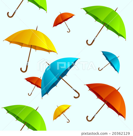Seamless pattern Vector colorful umbrellas flying - Stock Illustration ...