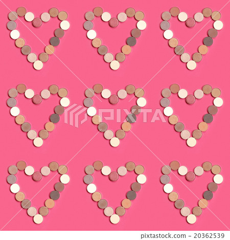 heart shape pattern of colorful eyeshadows. heart shape pattern of colorful eyeshadows. 20362539