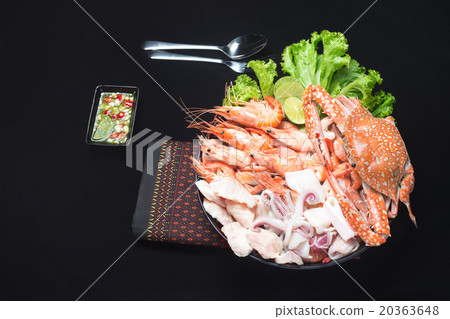 seafood mixed isolated on black background 20363648