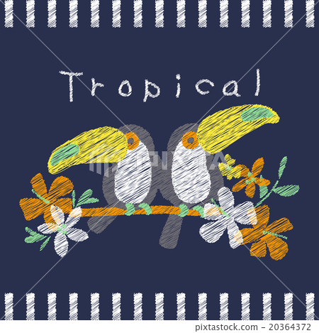 Tropical birds and flowers Graphic design -... - Stock Illustration ...