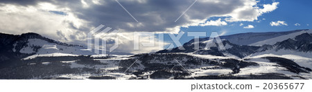 Panorama of winter mountains at evening 20365677