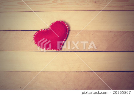 Textile red heart on a wooden texture Textile red heart on a wooden texture 20365867