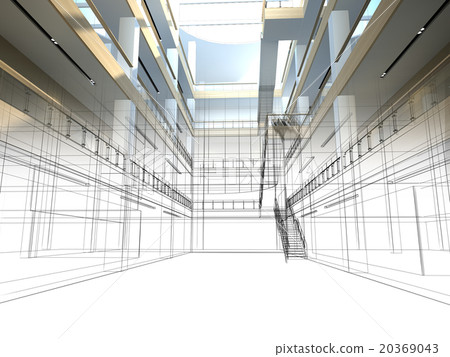abstract sketch design of interior hall - Stock Illustration [20369043 ...