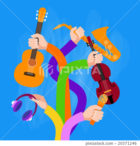 Group Hands Holding Musical Instruments Group Hands Holding Musical Instruments 20371246