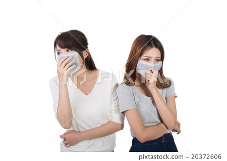 woman with her friends with mask woman with her friends with mask 20372606