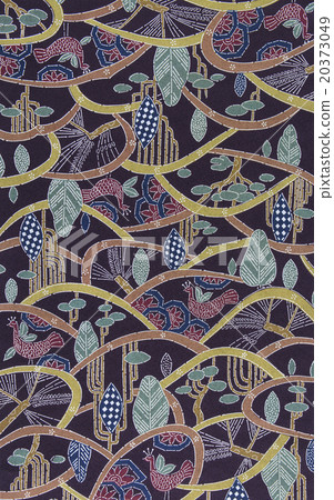 Japanese pattern silk fabric dyed fabric old cloth 20373049
