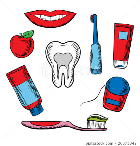Dental hygiene objects on white background Dental hygiene objects on white background 20373342