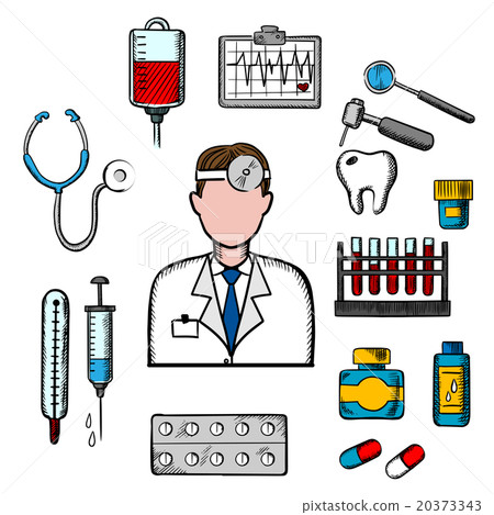 Doctor therapist with medical icons Doctor therapist with medical icons 20373343