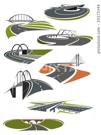 Icons of roads with bridges Icons of roads with bridges 20373344