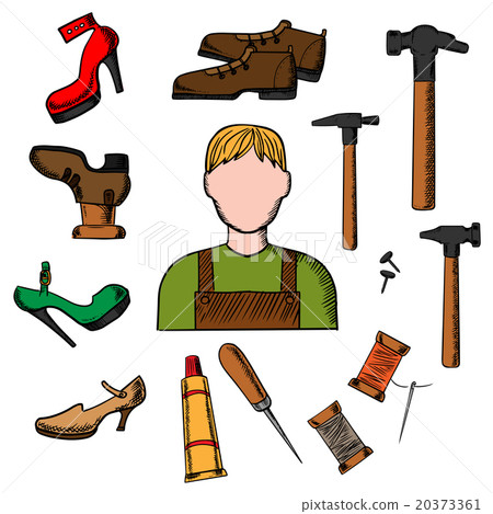 Shoemaker with tools and shoes Shoemaker with tools and shoes 20373361