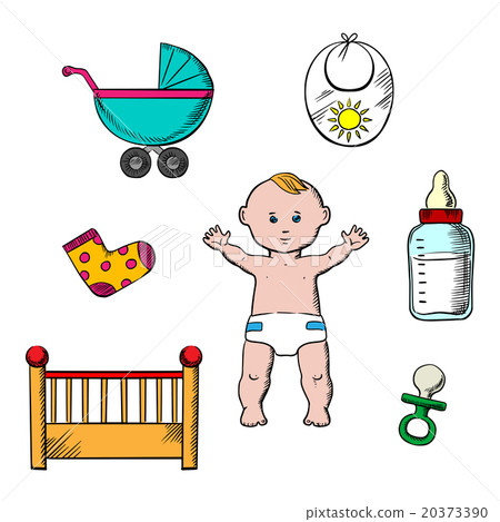 Colorful childish and baby icons 20373390