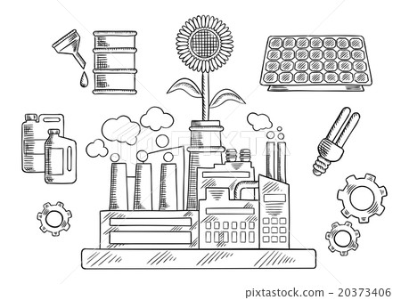 Environment concept with industrial plant Environment concept with industrial plant 20373406