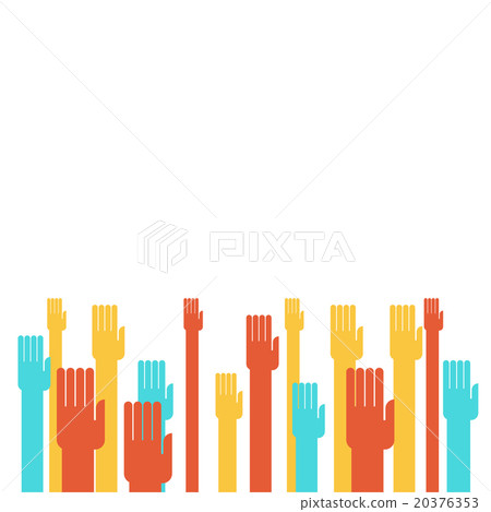 Colorful hands raising Colorful hands raising 20376353