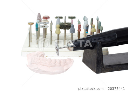 Old grunge micromotor dental lab and mould teeth 20377441