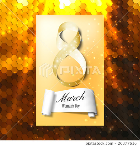 Greeting card for 8 March with banner and symbol Greeting card for 8 March with banner and symbol 20377616