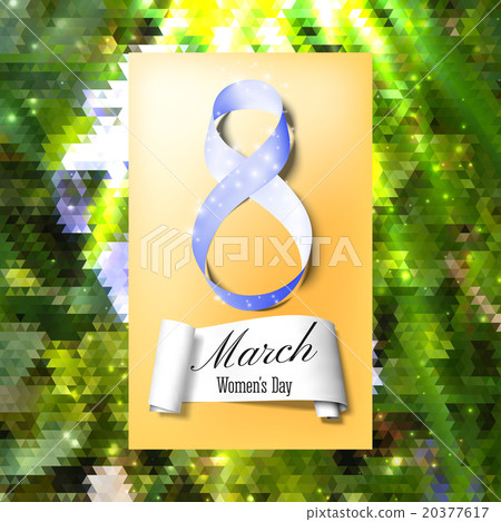Greeting card for 8 March with banner and symbol 20377617