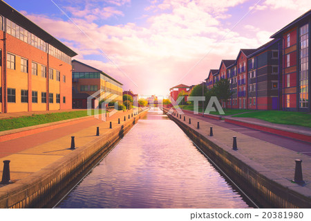Canal in Stockton on tees, North Yorkshire, UK 20381980