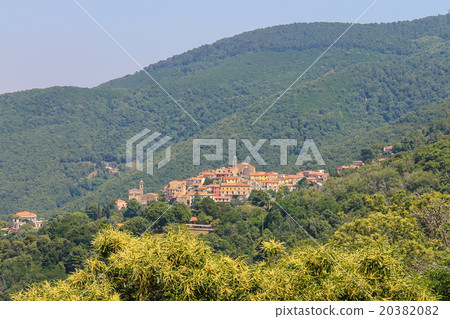 Old houses and bell towers on hill on Elba Island Old houses and bell towers on hill on Elba Island 20382082