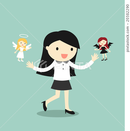 Business woman with angel and devil.  20382290