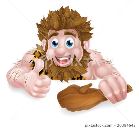 Cartoon Caveman Above Sign 20384642