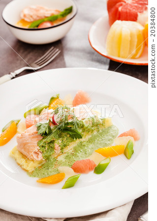 salmon with sauce salmon with sauce 20384800