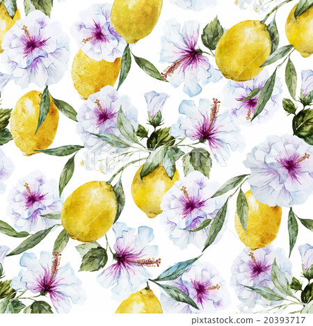 Watercolor vector lemon pattern Watercolor vector lemon pattern 20393717