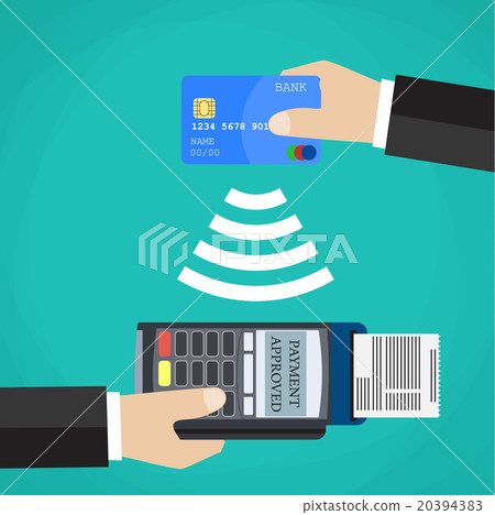 Pos terminal confirms the payment by debit card.  20394383