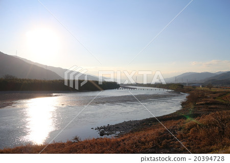 Yoshino River and diving bridge near the streets of Udatsu Udatsu 20394728