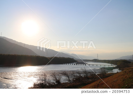 Yoshino River and diving bridge near the streets of Udatsu Udatsu 20394753