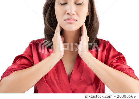 Sore throat woman isolate on white background Sore throat woman isolate on white background 20396569
