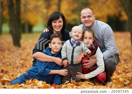 happy family in autumn park happy family in autumn park 20397345