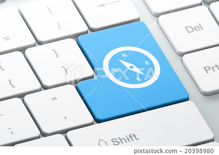 Vacation concept: Compass on computer keyboard 20398980