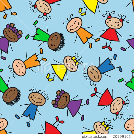 seamless background with cartoon kids 20399105