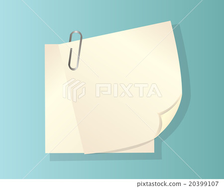 two sheets of paper with a curved edge and clip 20399107
