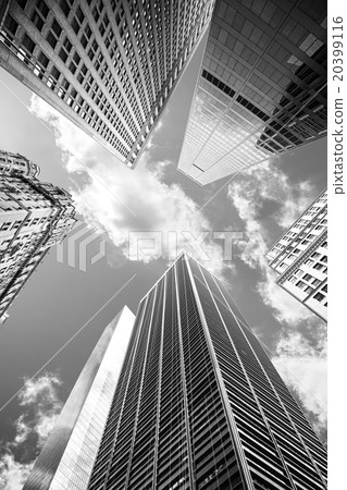 Looking up at Manhattan skyscrapers. 20399116