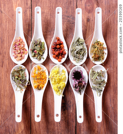 Herbs in ceramic bowls 20399169