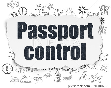 Vacation concept: Passport Control on Torn Paper Vacation concept: Passport Control on Torn Paper 20400286