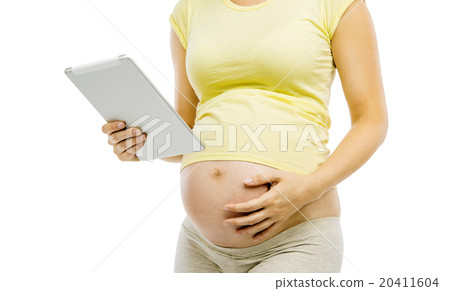 Unrecognizable pregnant woman isolated on white Unrecognizable pregnant woman isolated on white 20411604