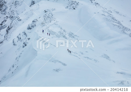 Winter landscape of high snowy mountains  20414218