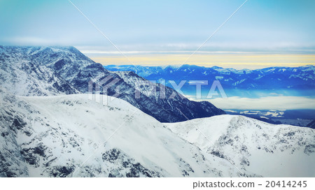 Winter landscape of high snowy mountains Winter landscape of high snowy mountains 20414245