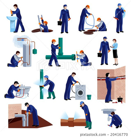 Plumber icons set 20416770