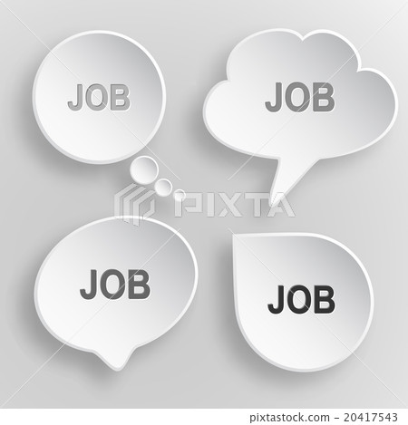 Job. White flat vector buttons on gray background. 20417543