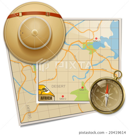 Vector Safari Map with Hat 20419614